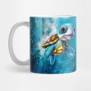 Sweet mermaid playing with cute turtle Mug